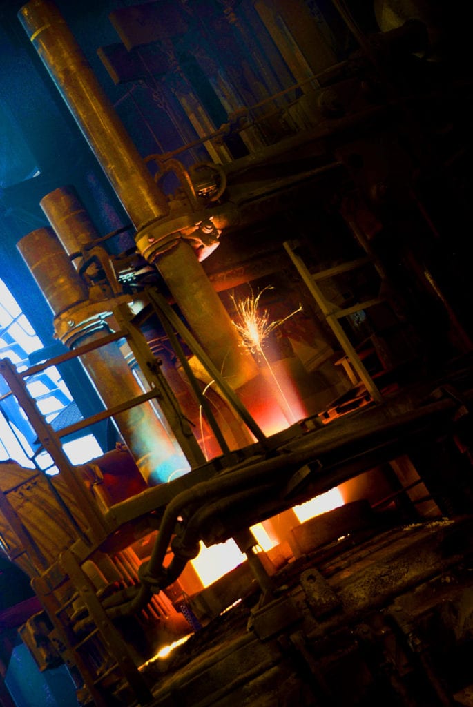 Industrial photography: Pouring molten metal
